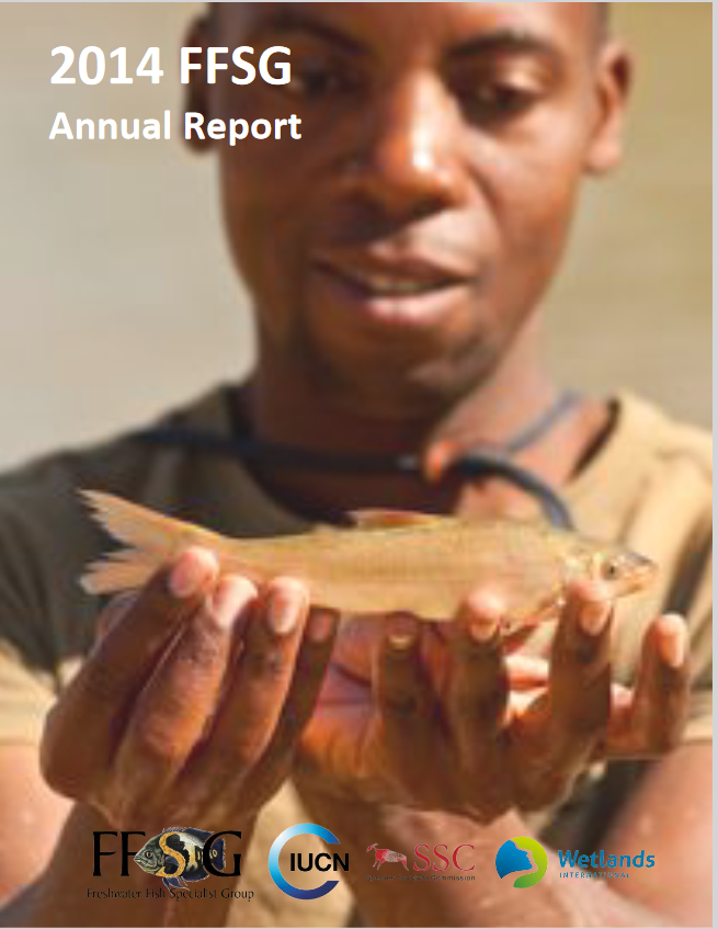 Cover of the 2014 FFSG Annuarl Report - a boy gazes in wonder at a fish in his hands