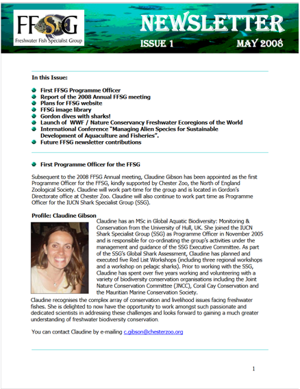 Front cover of Newsletter 1, May 2008